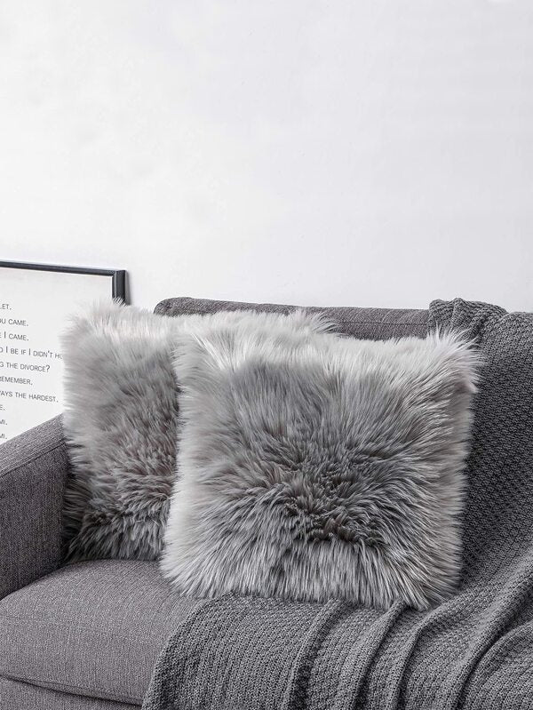 1pc Faux Wool Pillow Cover (Pillow Insert Not Included), Soft & Thick Faux Wool Cushion Cover, Plush Fabric, Zipper Closure, Scandinavian Minimalist Decor, Suitable For Sofa, Living Room, Bedroom, Floor, Bench, Car, Office, Cafe And Other Leisure Spaces